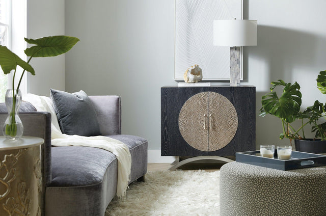 Melange Nolita Two-Door Cabinet by Hooker Furniture – Transitional Living Room Storage, Charcoal Finish