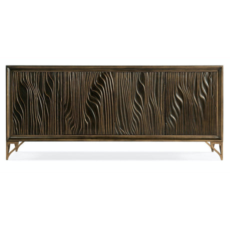 Melange Mountgomery Four Door Credenza in Dark Wood - Hooker Furniture
