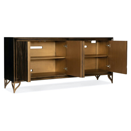 Melange Mountgomery Four Door Credenza in Dark Wood - Hooker Furniture