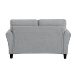 Modern 1pc Loveseat Dark Gray Textured Fabric Upholstered Rounded Arms Attached Cushions Transitional Living Room Furniture Home Elegance USA