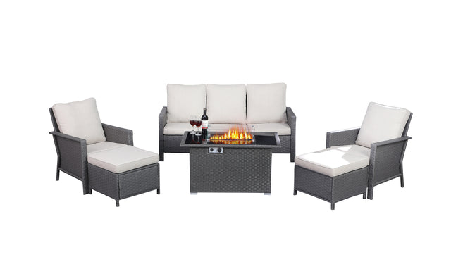 outdoor wicker sectional sofa set 1S+1S+3S+fire table