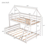 Twin over Full House Bunk Bed with Built-in Ladder,White - Home Elegance USA