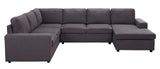 Warren Sectional Sofa with Reversible Chaise in Dark Gray Linen - Home Elegance USA