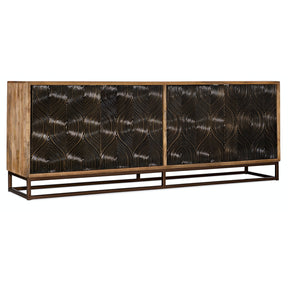 Swirl Door Entertainment Console in Mango Wood & Brass Foil – Hooker Furniture
