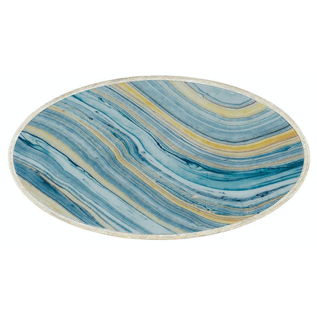 Serenity Shoal Writing Desk 44-in Oval Oak Veneer & Painted Glass - Hooker Furniture