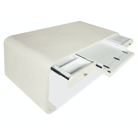 Serenity Bayport Writing Desk 60 inch in White Raffia and Wood - Hooker Furniture
