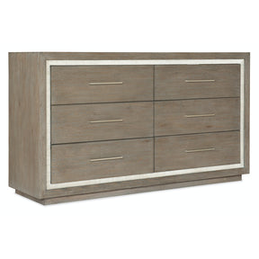 Serenity Mainstay Six-Drawer Dresser Gray Washed Oak & Coral Finish – Hooker Furniture