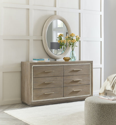 Serenity Mainstay Six-Drawer Dresser Gray Washed Oak & Coral Finish – Hooker Furniture