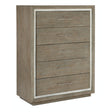 Hooker Furniture Serenity Five Drawer Chest – Two-Tone Gray Washed Oak & Light Gray, Soft-Close Drawers, Cedar-Lined Bottom Drawer