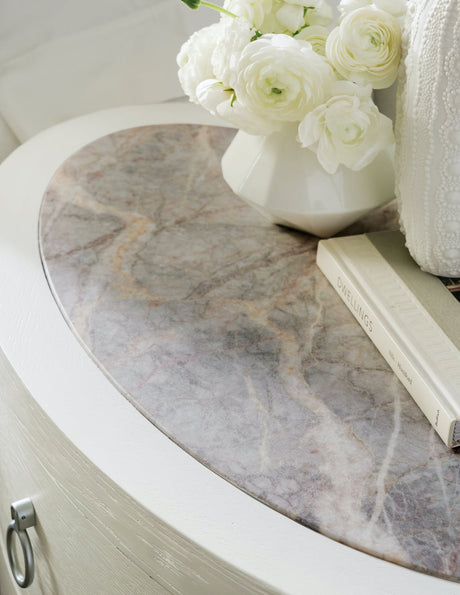 Serenity Wavecrest Oval Nightstand Shell White with Marble Top – Hooker Furniture