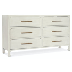 Serenity Six-Drawer Dresser in Sand Dollar White Lacquered Grasscloth – Hooker Furniture
