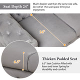 Modern 3-Piece Sofa Sets with Sturdy Metal Legs,Velvet Upholstered Couches Sets Including Three Seat Sofa, Loveseat and Single Chair for Living Room Furniture Set,Gray Home Elegance USA