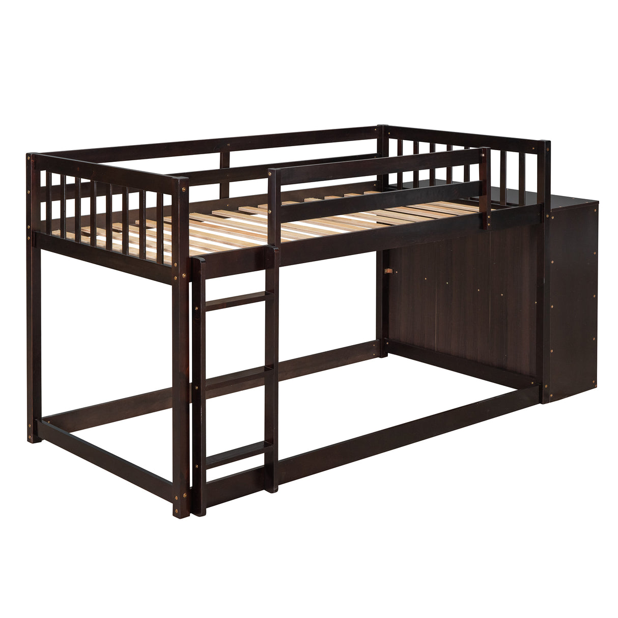 Twin over Twin Bunk Bed with 4 Drawers and 3 Shelves-Espresso（OLD SKU: LP000067AAP） - Home Elegance USA