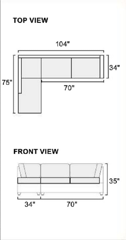 Sectional Sofa Chocolate Polyfiber Cushion Tufted Reversible 3pc Sectional Sofa, Chaise  Ottoman Living Room Furniture - Home Elegance USA