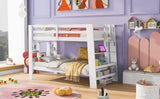 Twin over Twin Bunk Bed with Shelves and Built-in Ladder,  White (Expected Arrival Time:8.10) - Home Elegance USA