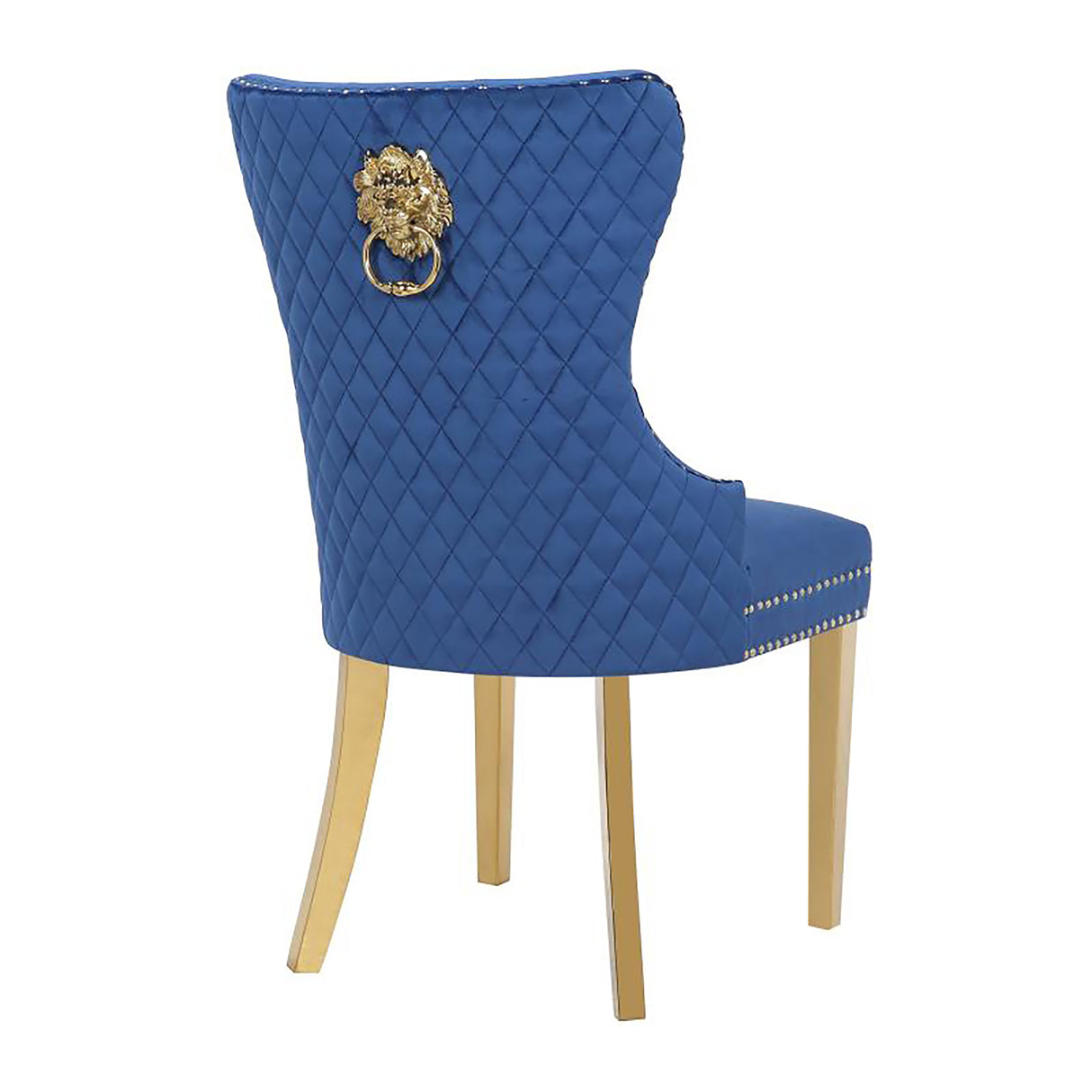 Simba Gold 2 Piece Dinning Chair Finish with Velvet Fabric in Navy - Home Elegance USA