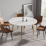 59.05"Modern man - made stone round golden metal dining table - position for 6 people - W1535S00007 - image - 1