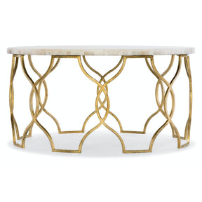Melange Corrina Round Cocktail Table White Onyx & Gold | Hooker