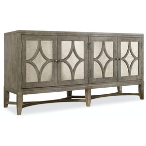 Diamante Console Cabinet Antique Mirror Light Cherry – Hooker Furniture