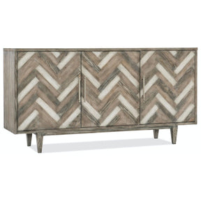 Melange Natural Beauty Credenza in Medium Wood Chevron | Hooker