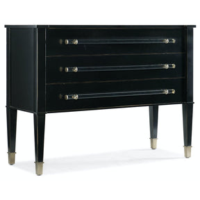 Hooker Furniture Rowan Chest – Black Finish, Lucite Bar Pulls, 3 Spacious Drawers, Transitional Style