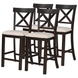 TREXM 6-Piece Counter Height Dining Table Set Table with Shelf 4 Chairs and Bench for Dining Room (Espresso) - Home Elegance USA