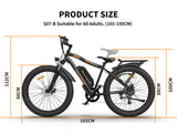 AOSTIRMOTOR S07-B 26" 750W Electric Bike Fat Tire P7 48V 12.5AH Removable Lithium Battery for Adults with Detachable Rear Rack Fender(Black)