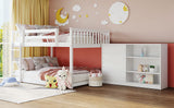 Full over Full Bunk Bed with 4 Drawers and 3 Shelves-White - Home Elegance USA