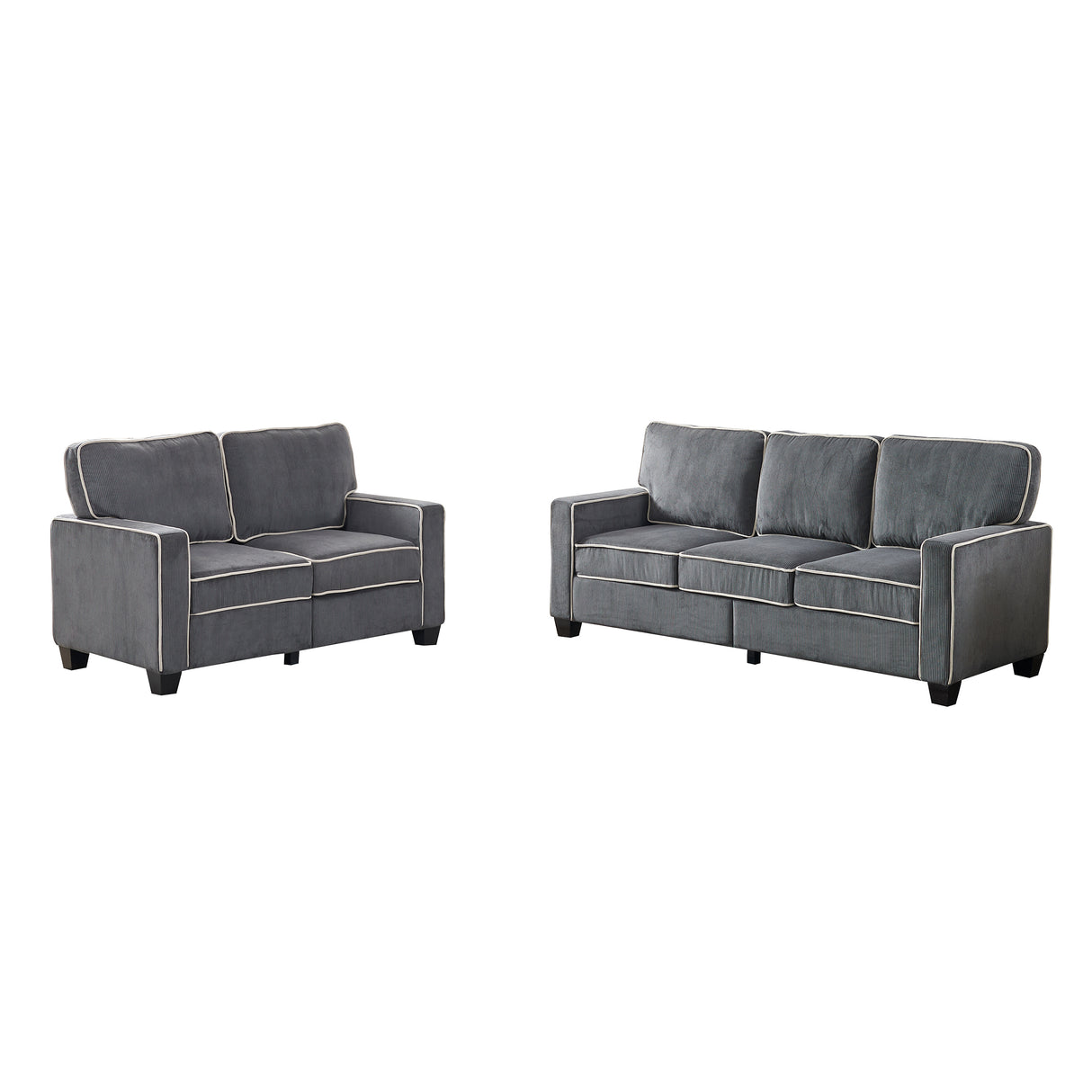 Living Room Sofa set 2+3 seat Dark Grey Corduroy Home Elegance USA