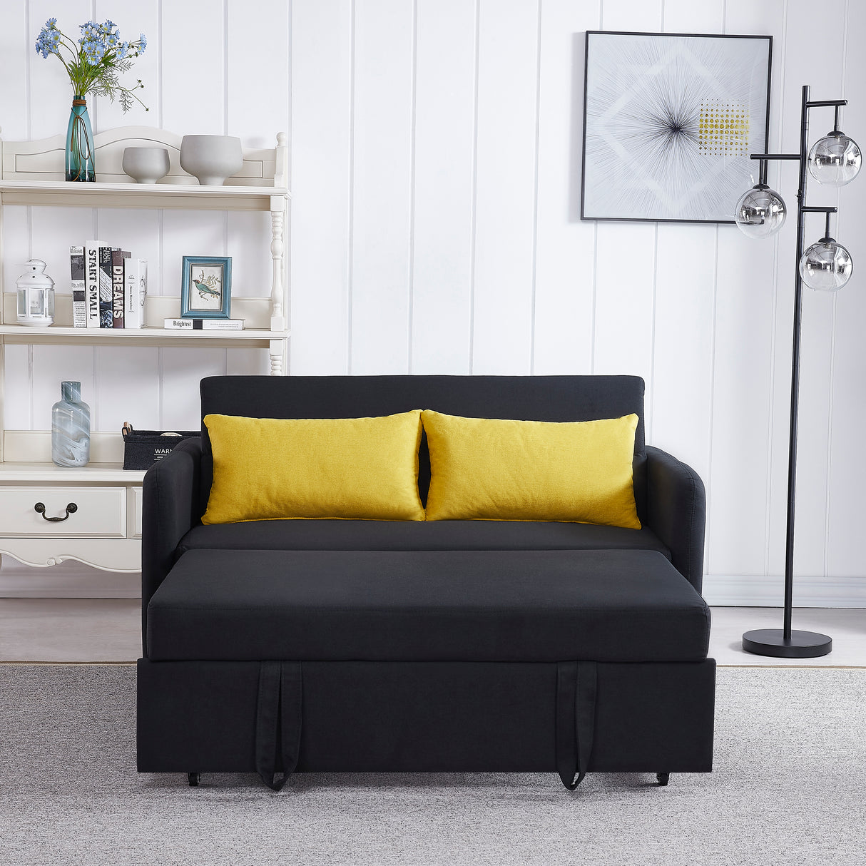 Twins Sofa Bed Black Fabric