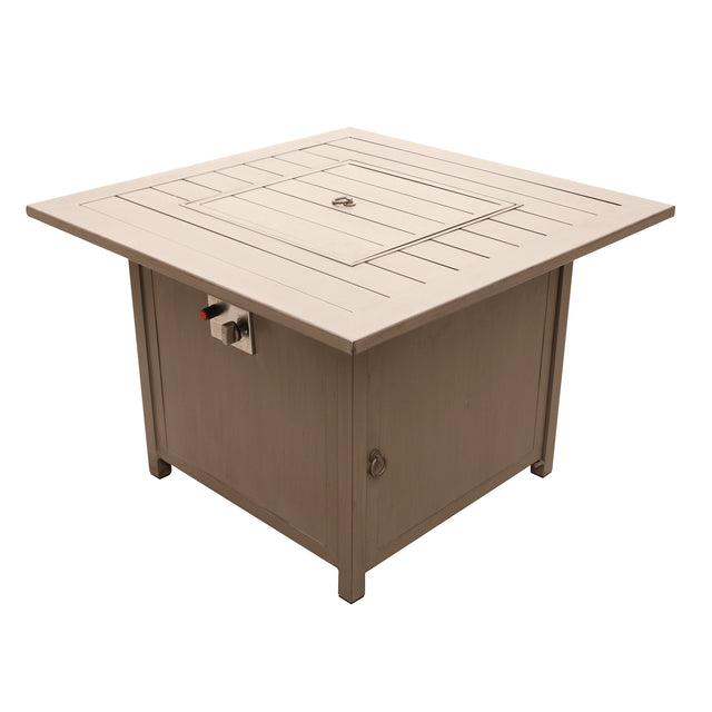 24.8\'\' H x 36\'\' W Aluminum Propane Outdoor Fire Pit Table with Lid