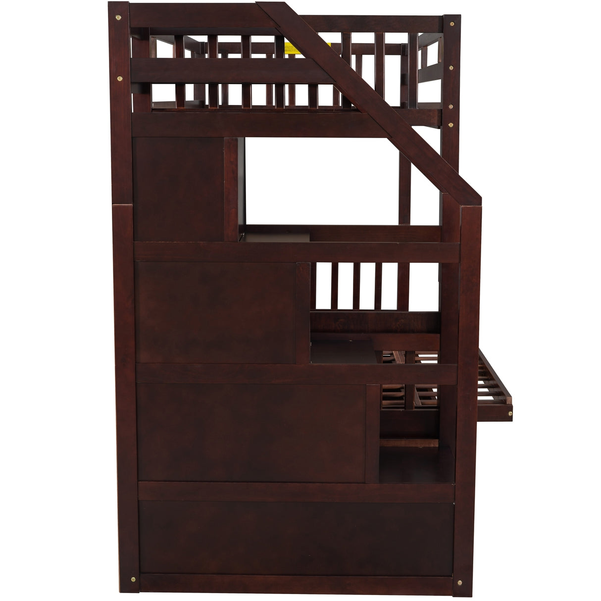 Twin over Full Bunk Bed with Two Drawers and Staircase, Down Bed can be Converted into Daybed,Espresso - Home Elegance USA