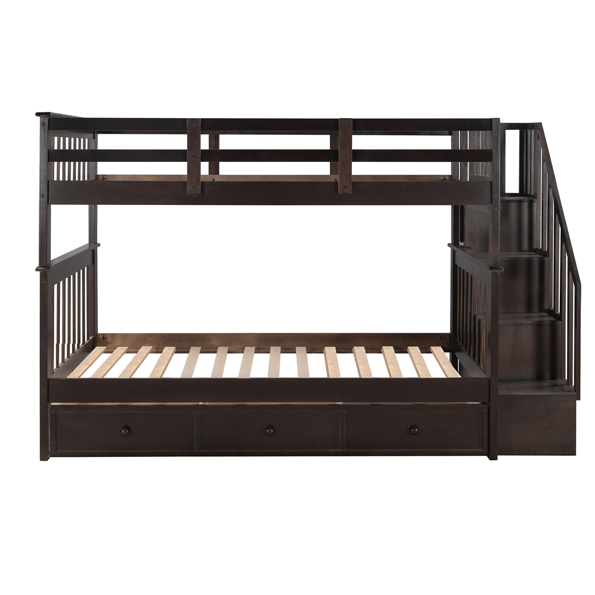 Stairway Twin-Over-Twin Bunk Bed with Three Drawers for Bedroom, Dorm - Espresso(Old sku: LP000309AAP) - Home Elegance USA