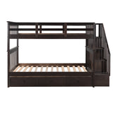 Stairway Twin-Over-Twin Bunk Bed with Three Drawers for Bedroom, Dorm - Espresso(Old sku: LP000309AAP) - Home Elegance USA