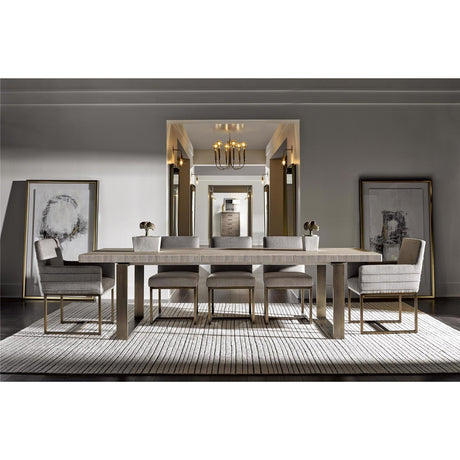 Robards Rectangular Dining Table Quartz Finish with Bronze Base – Universal