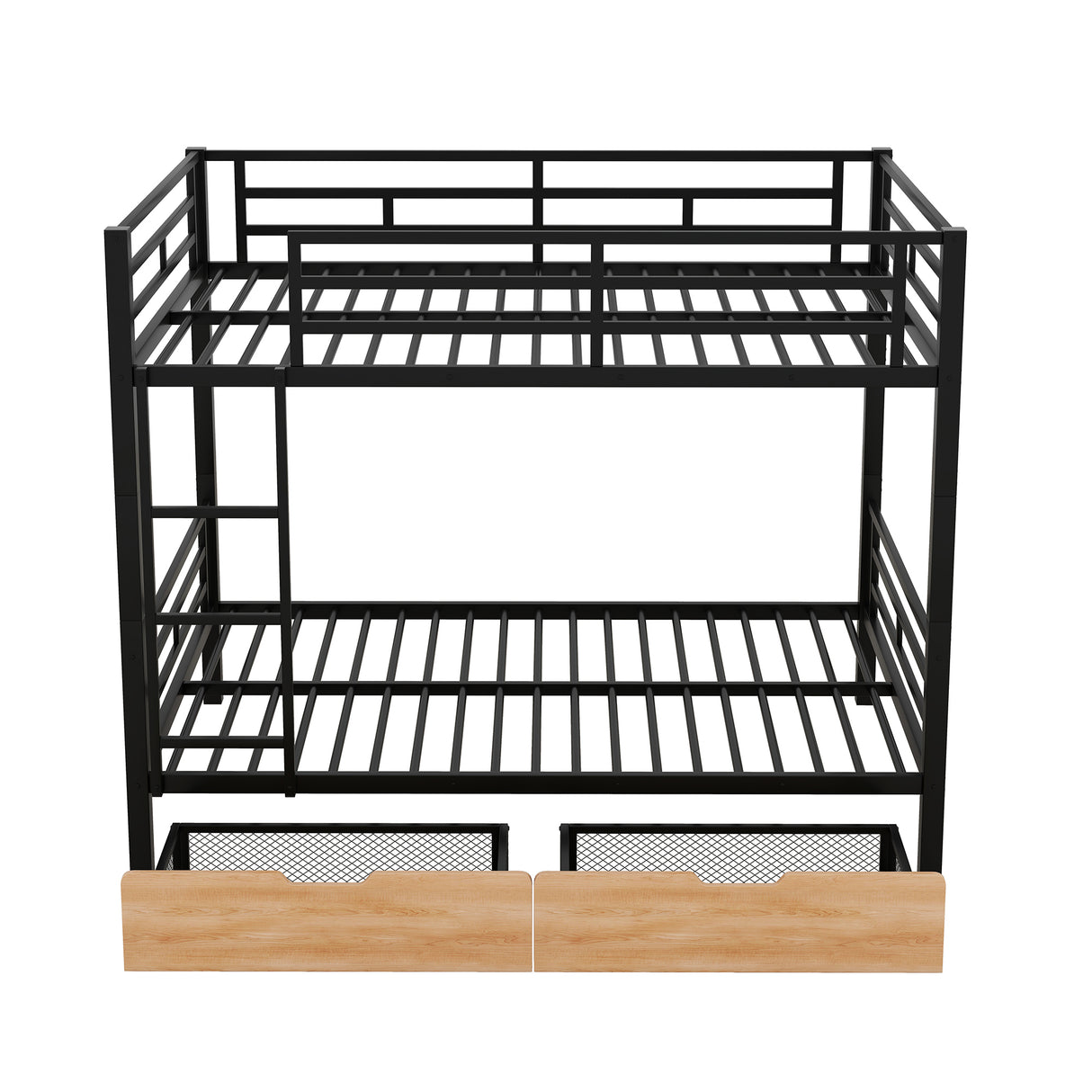 Metal Full Size Convertible Bunk Bed with 2 Drawers, Black(Expected Arrival Time: 9.18)