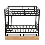 Metal Full Size Convertible Bunk Bed with 2 Drawers, Black(Expected Arrival Time: 9.18)