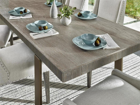Robards Rectangular Dining Table Flint Finish with Bronze Base – Universal