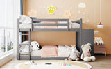 Full over Full Bunk Bed with 4 Drawers and 3 Shelves-Gray - Home Elegance USA