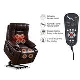 Large size Electric Power Lift Recliner Chair Sofa for Elderly, 8 point vibration Massage and lumber heat, Remote Control, Side Pockets and Cup Holders, cozy fabric, overstuffed arm, heavy duty 230LB Home Elegance USA