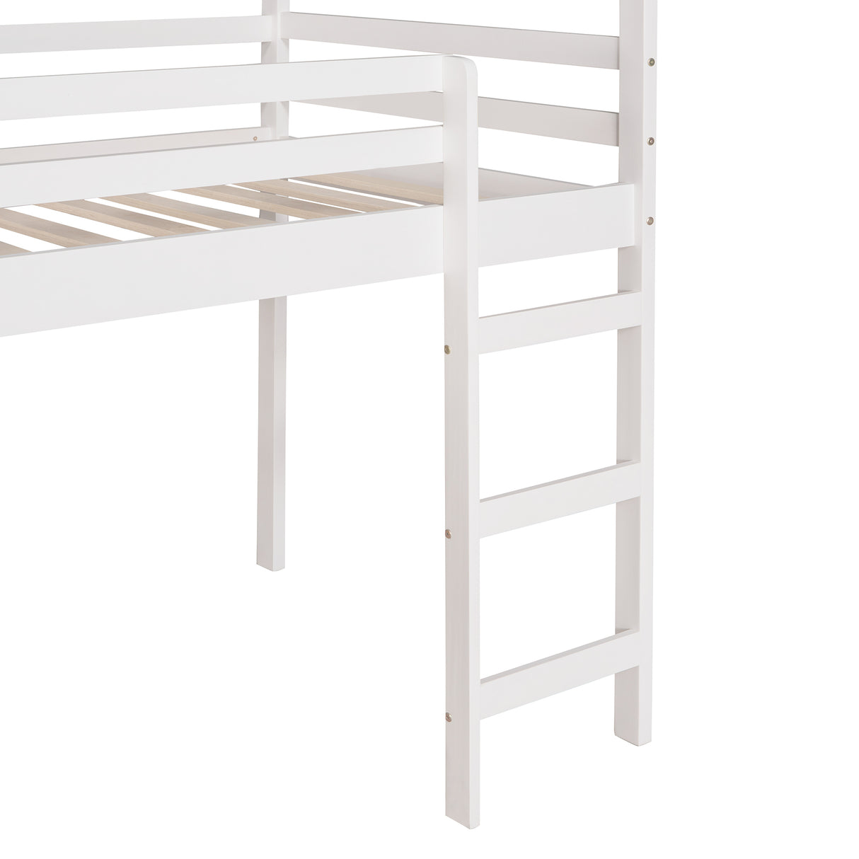 Twin Loft Bed with Slide, House Bed with Slide,White(OLD SKU :WF286245AAK) - Home Elegance USA