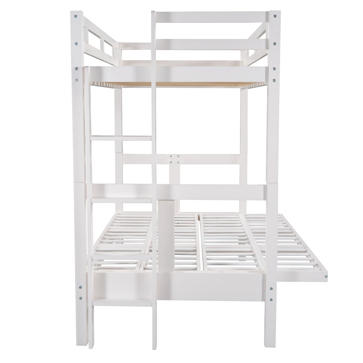 Twin over Full Bunk Bed,Down Bed can be Converted into Daybed,White - Home Elegance USA