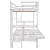 Twin over Full Bunk Bed,Down Bed can be Converted into Daybed,White - Home Elegance USA