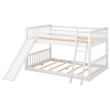 Full over Full Bunk Bed with Convertible Slide and Ladder, White - Home Elegance USA