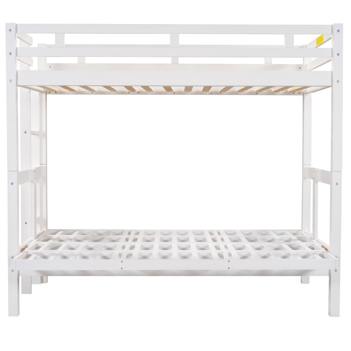 Twin over Full Bunk Bed,Down Bed can be Converted into Daybed,White - Home Elegance USA