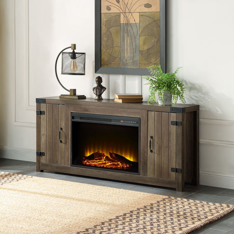 ACME Tobias Fireplace in Rustic Oak Finish AC00275 Home Elegance USA