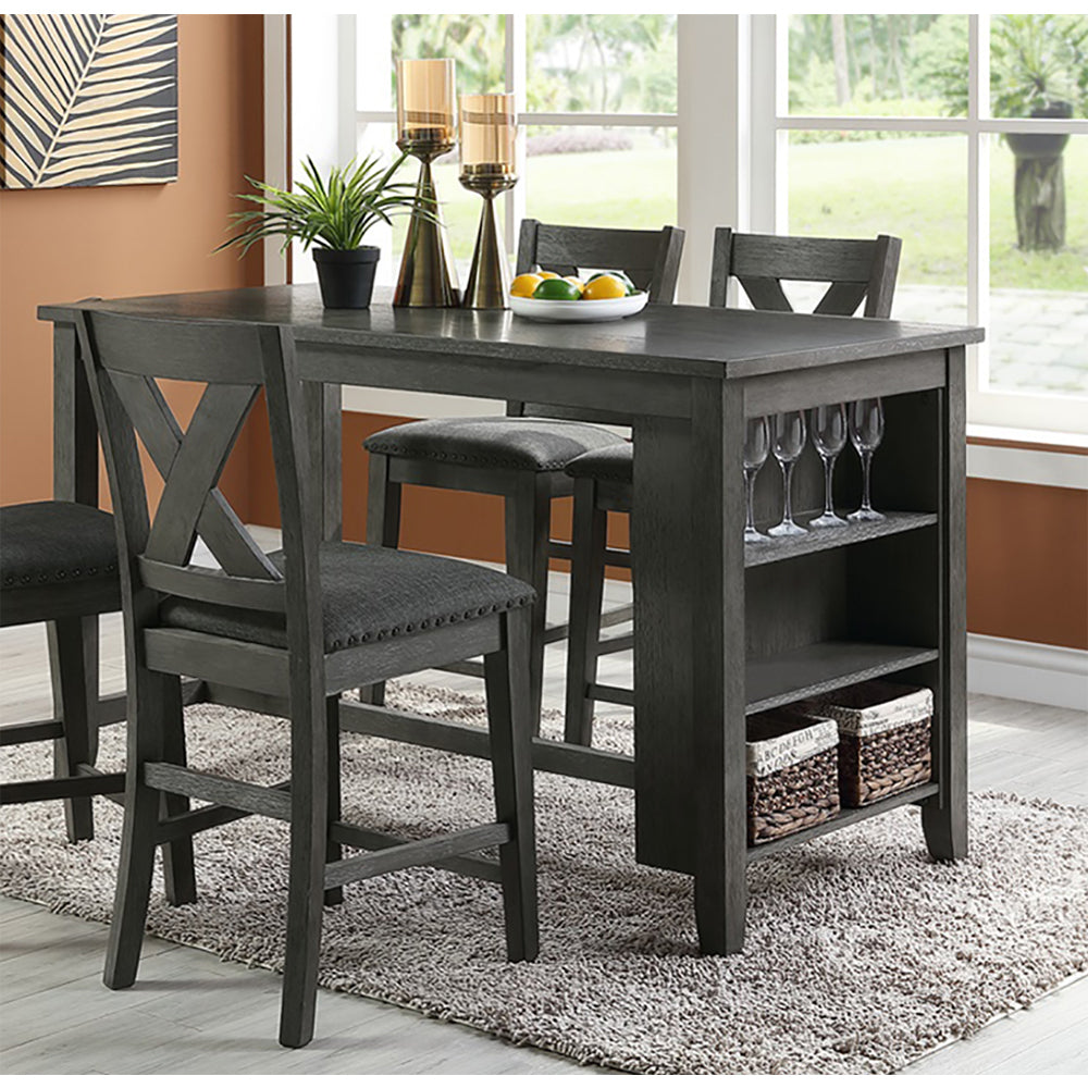 Rectangle Wooden Counter Height Dining Table with Storage in Black - Home Elegance USA