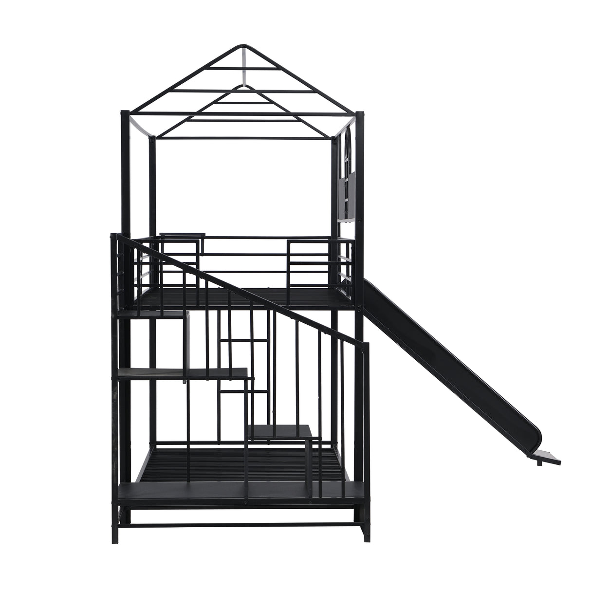 Metal bunk bed with slide and steps - Home Elegance USA