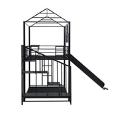 Metal bunk bed with slide and steps - Home Elegance USA