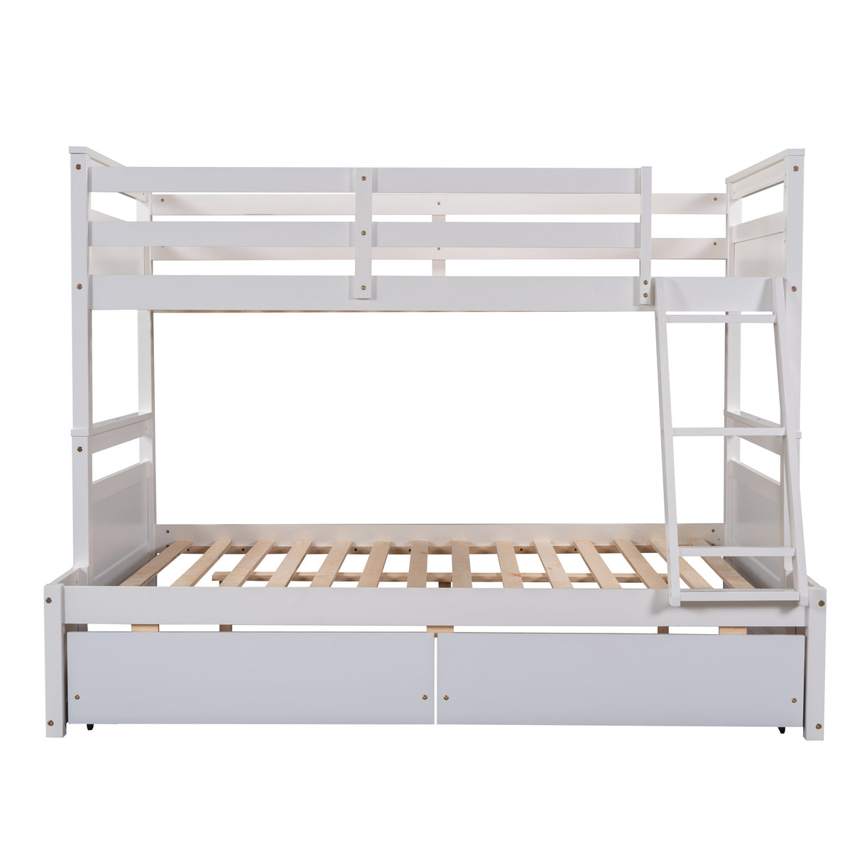 Twin over Full Bunk Bed with Storage - White(OLD SKU :LP000022AAK) - Home Elegance USA